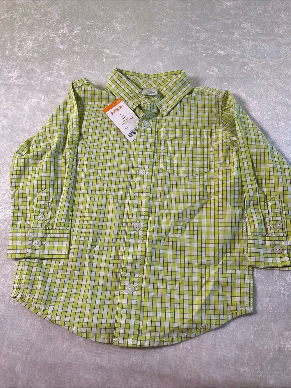 Gymboree Lime & White Plaid Button-Down Shirt